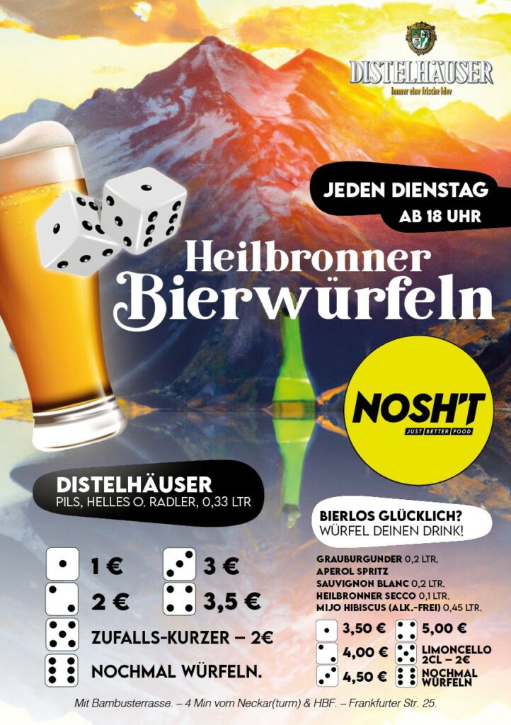 Ent­de­cke das neue Ange­bot vom NOSH’T: Heil­bron­ner Bierwürfeln!