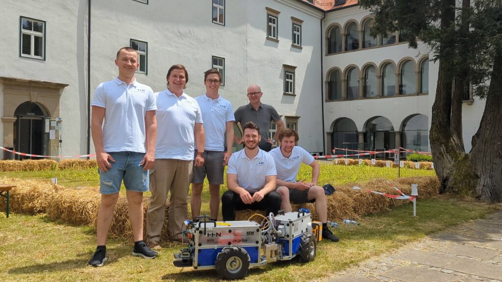 The HHN team with FloriBot 4.0 at the Field Robot Event