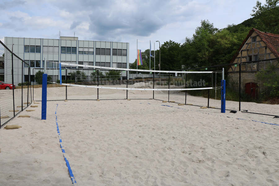Das neue Beachvolleyballfeld geponsert von der Stadtverwaltung Künzelsau